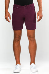 WINE 8" INSEAM STRETCH KNIT CORD 5-PKT JEANS SHORT PM-3021