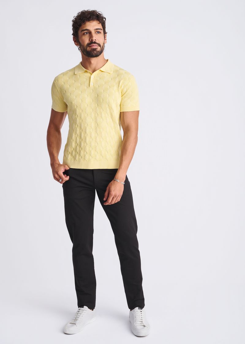 YOLK TEXTURED SILK/TENCEL 3-BUTTON KNIT POLO PM-16319