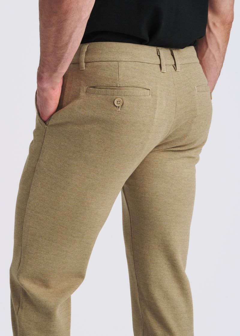 CAMEL CHECKS WOOL-LOOK STRETCH KNIT TAILORED PANTS PM-3303-73