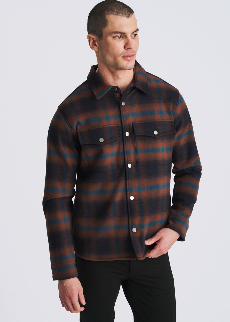 RUST/PETROL PLAID FLEECE LINED SHIRT JACKET PM-3062