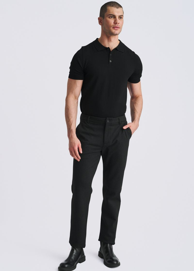 BLACK ZIGZAG CLASSIC FIT WOOL-LOOK STRETCH KNIT TAILORED PANTS PM-3063-02