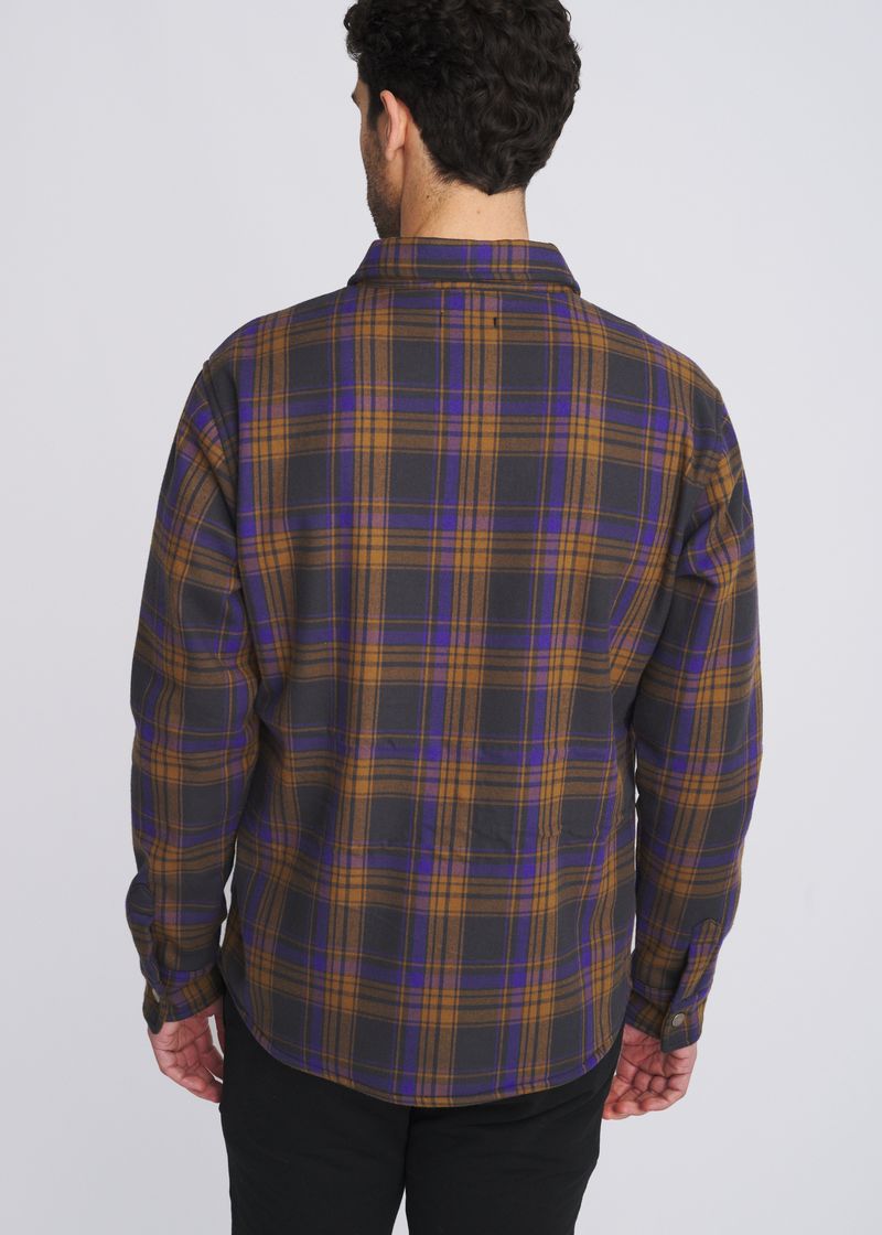 OCHRE/PURPLE PLAID FLEECE LINED SHIRT JACKET PM-3064-01