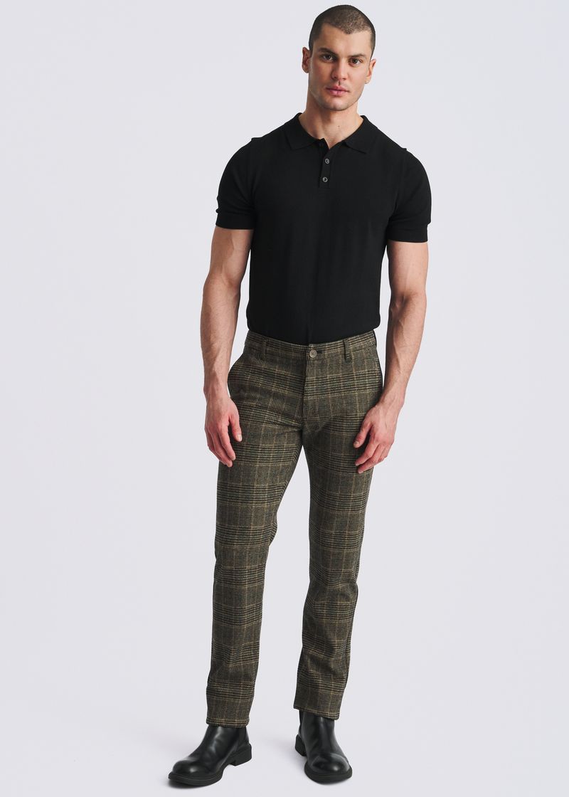 KHAKI PLAID WOOL-LOOK STRETCH KNIT TAILORED PANTS PM-3303-70