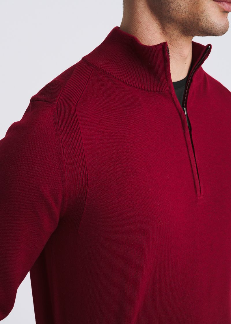MERLOT QUARTER ZIP WOOL BLEND KNIT CARDIGAN PM-16417