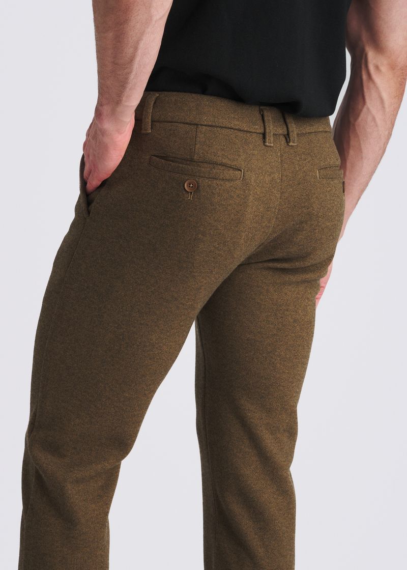 BROWN WOOL-LOOK STRETCH KNIT TAILORED PANTS PM-3303-74