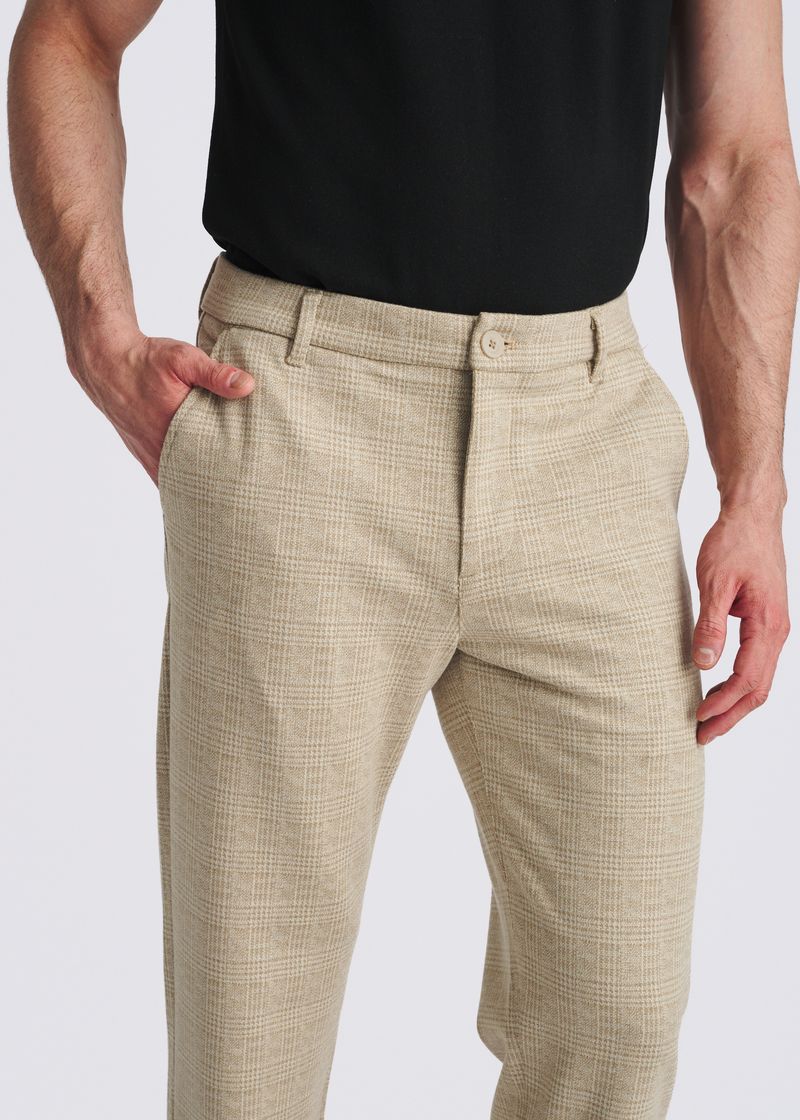 SAND GLEN PLAID CLASSIC FIT WOOL-LOOK STRETCH KNIT TAILORED PANTS PM-3063-01