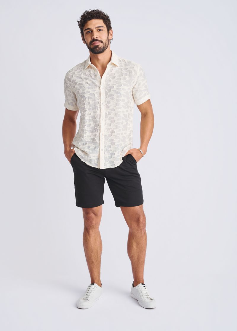 CREAM LIGHTWEIGHT JACQUARD SHORT SLEEVE SHIRT PM-51002