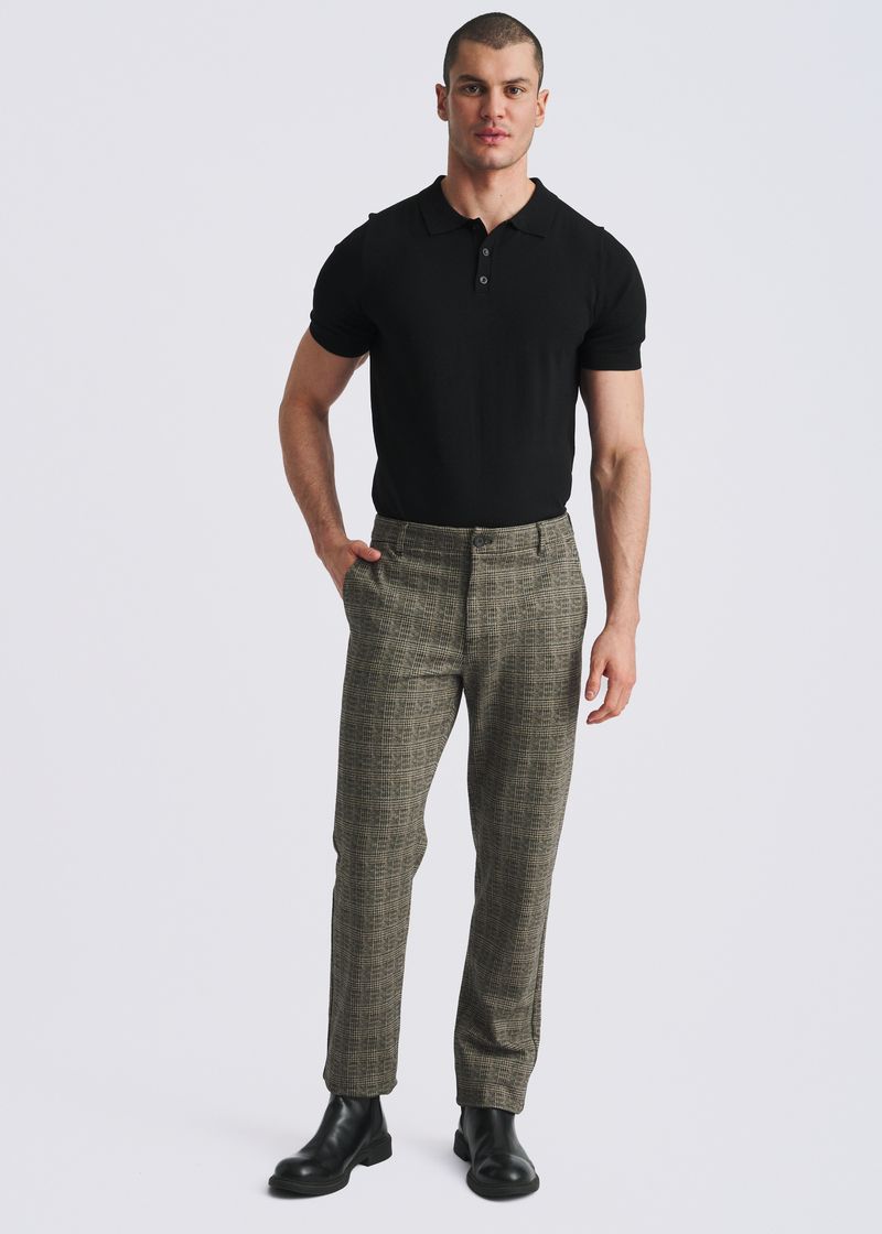 CAPUCCINO GLEN PLAID CLASSIC FIT WOOL-LOOK STRETCH KNIT TAILORED PANTS PM-3063-01