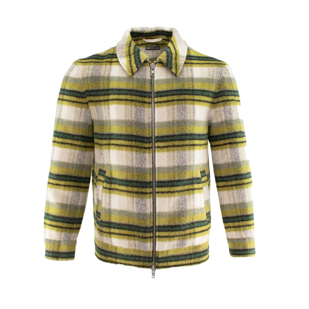 CITRUS/GRASS PLAID WOOL ZIP-UP JACKET PM-3069-02