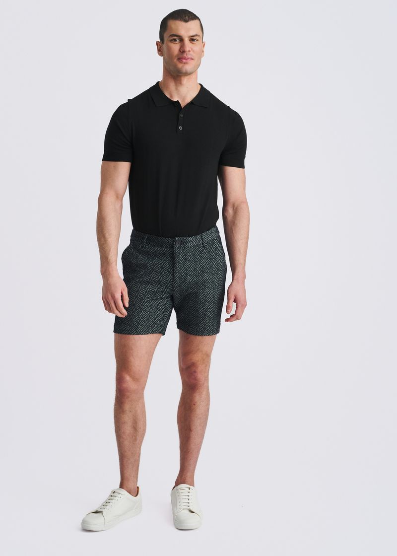 ADMIRAL HERRINGBONE JACQUARD 6" INSEAM STRETCH KNIT CHINO SHORTS PM-2548