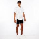 MISTY BLUE/MILK STRIPE LIGHTWEIGHT KNITTED SHORT SLEEVE SHIRT PM-51006