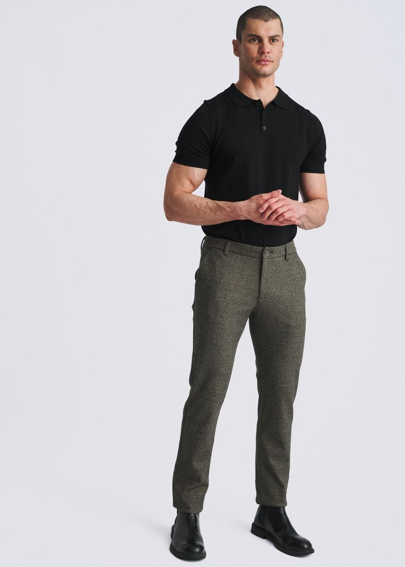 BARK WOOL-LOOK HERRINGBONE STRETCH KNIT TAILORED PANTS PM-3303-68