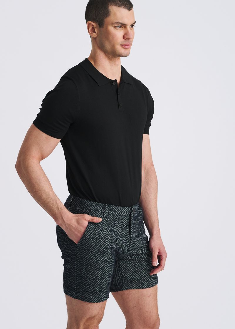 ADMIRAL HERRINGBONE JACQUARD 6" INSEAM STRETCH KNIT CHINO SHORTS PM-2548