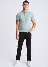 STALK TEXTURED SILK/TENCEL 3-BUTTON KNIT POLO PM-16319