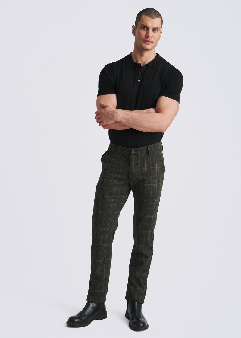 MOSS PLAID WOOL-LOOK STRETCH KNIT TAILORED PANTS PM-3303-70