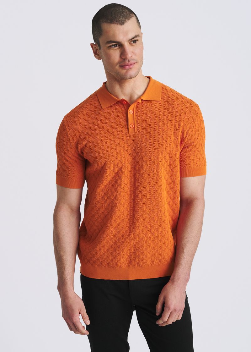 SALSA TEXTURED WAVE SILK/TENCEL 3-BUTTON KNIT POLO PM-16338