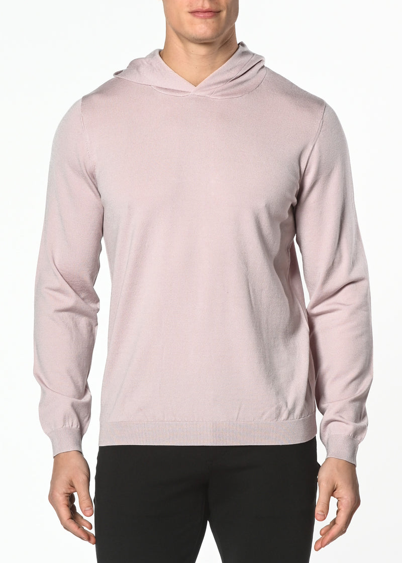 MAUVE SOLID SILK/TENCEL KNITTED HOODIE