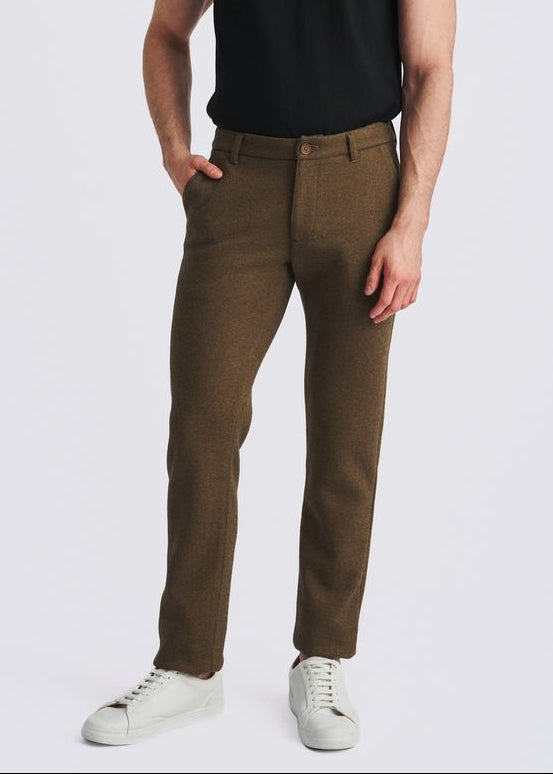 BROWN WOOL-LOOK STRETCH KNIT TAILORED PANTS PM-3303-74