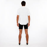 MISTY BLUE/MILK STRIPE LIGHTWEIGHT KNITTED SHORT SLEEVE SHIRT PM-51006