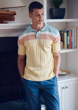 YOLK/STALK COLOR BLOCK SILK/TENCEL 3-BUTTON KINIT POLO PM-16322