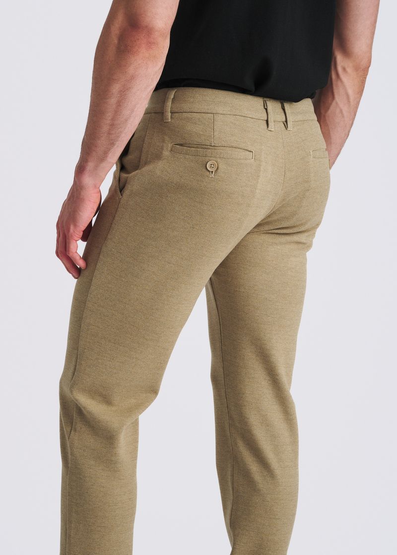 CAMEL CHECKS WOOL-LOOK STRETCH KNIT TAILORED PANTS PM-3303-73