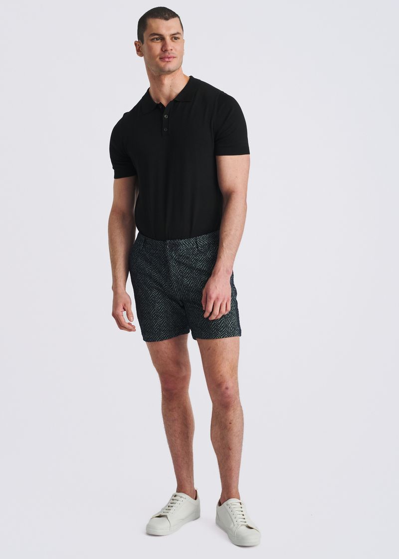 ADMIRAL HERRINGBONE JACQUARD 6" INSEAM STRETCH KNIT CHINO SHORTS PM-2548