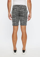 BLACK/WHITE SCRIBBLE BURST JACQUARD 8" INSEAM STRETCH KNIT SHORT PM-2512