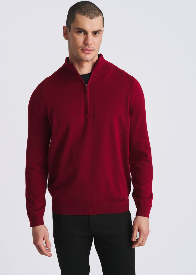 MERLOT QUARTER ZIP WOOL BLEND KNIT CARDIGAN PM-16417