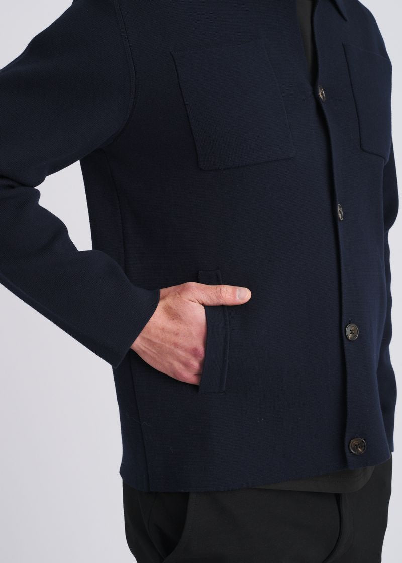 NAVY KNIT OVERSHIRT JACKET PM-16414