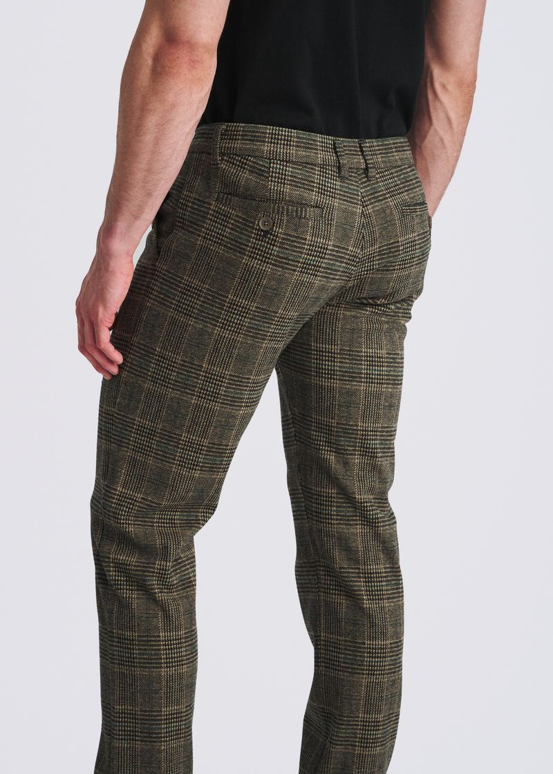 KHAKI PLAID WOOL-LOOK STRETCH KNIT TAILORED PANTS PM-3303-70