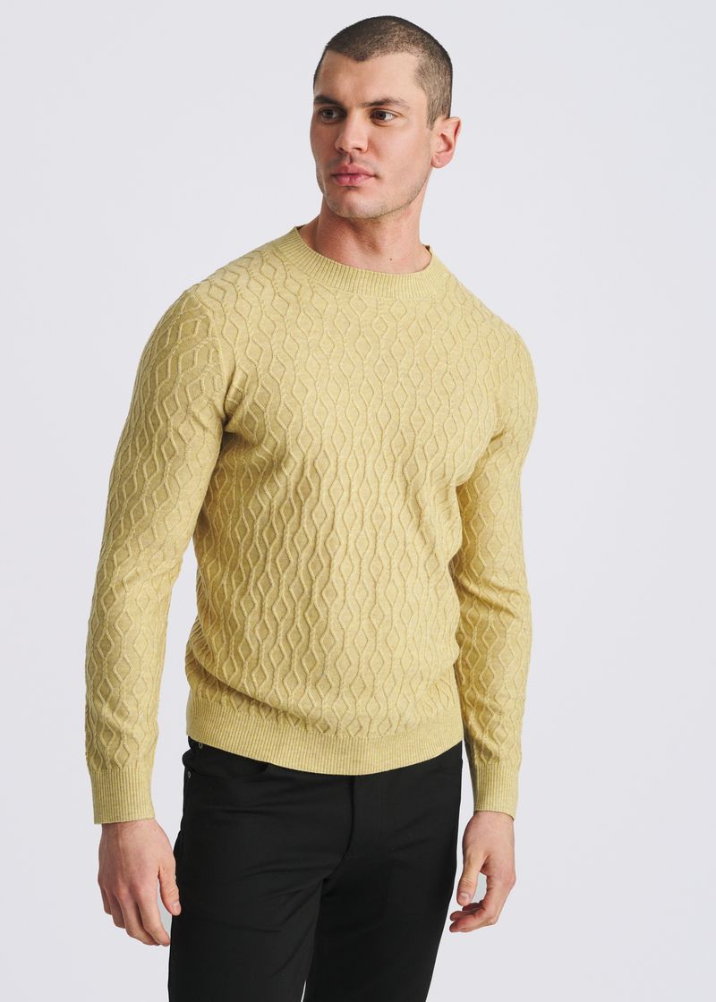 taffy CABLE KNIT CREW NECK WOOL BLEND SWEATER PM-16421