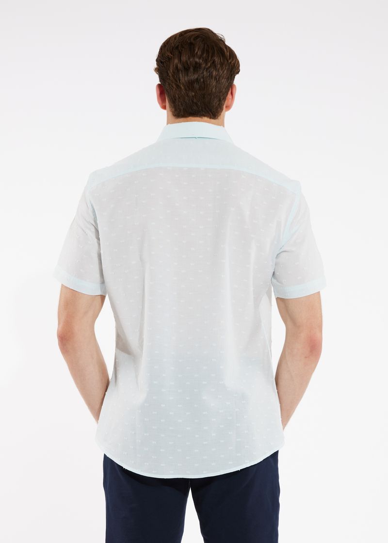 BLUE COTTON PLUMETI SHORT SLEEVE SHIRT PM-4255 Final Sale