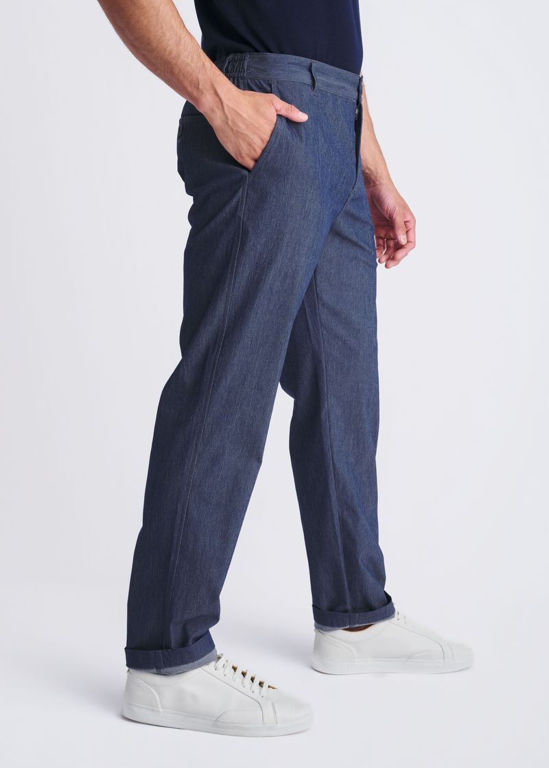 INDIGO CRINKLE STRETCH WOVEN DRAWSTRING PANTS PM-3059-01