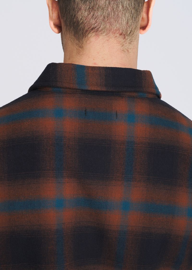 RUST/PETROL PLAID FLEECE LINED SHIRT JACKET PM-3062