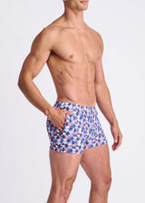 PURPLE/WISTERIA SWIRLS PRINTED SEERSUCKER SWIM SHORTS W/MESH LINING PM-6018-47