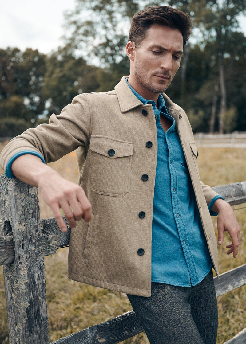 CAMEL WOOL-LOOK STRETCH KNIT JACKET PM-3056-01