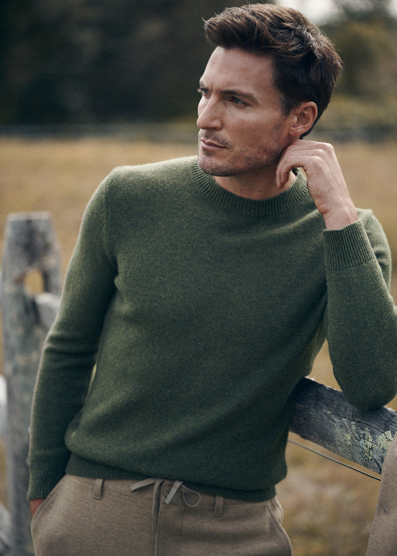 MOSS CREW NECK WOOL SWEATER PM-16406