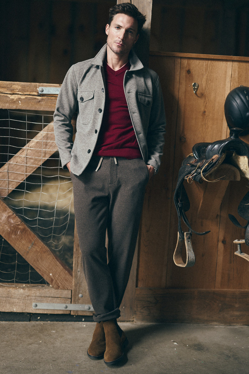 ESPRESSP MICRO CHECK WOOL-LOOK STRETCH KNIT PANTS W/ BACK ELASTIC WAISTBAND PM-3050-02