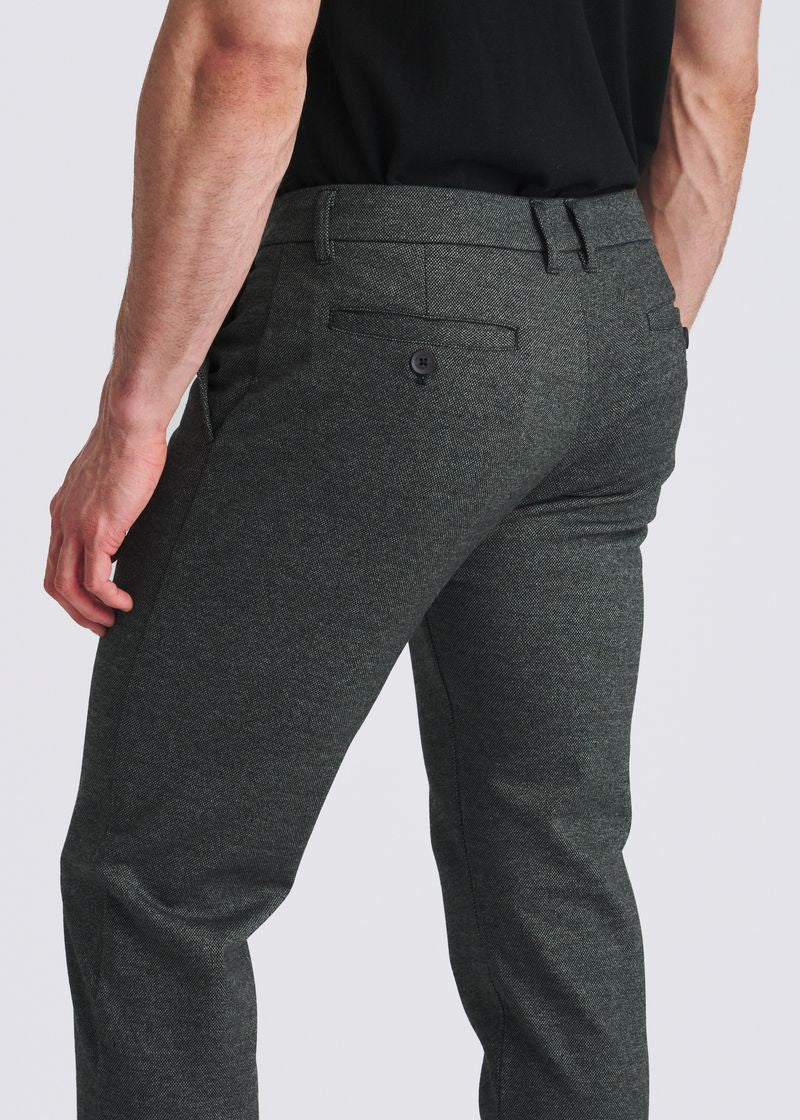 CHARCOAL WOOL-LOOK HERRINGBONE STRETCH KNIT TAILORED PANTS PM-3303-67