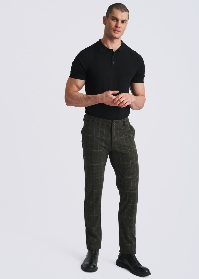 MOSS PLAID WOOL-LOOK STRETCH KNIT TAILORED PANTS PM-3303-70