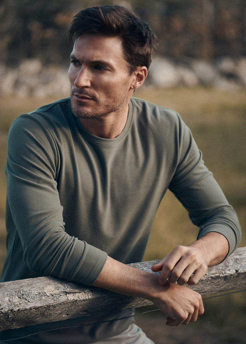 KELP STRETCH KNIT LONG SLEEVES CREW PULLOVER PM-75011