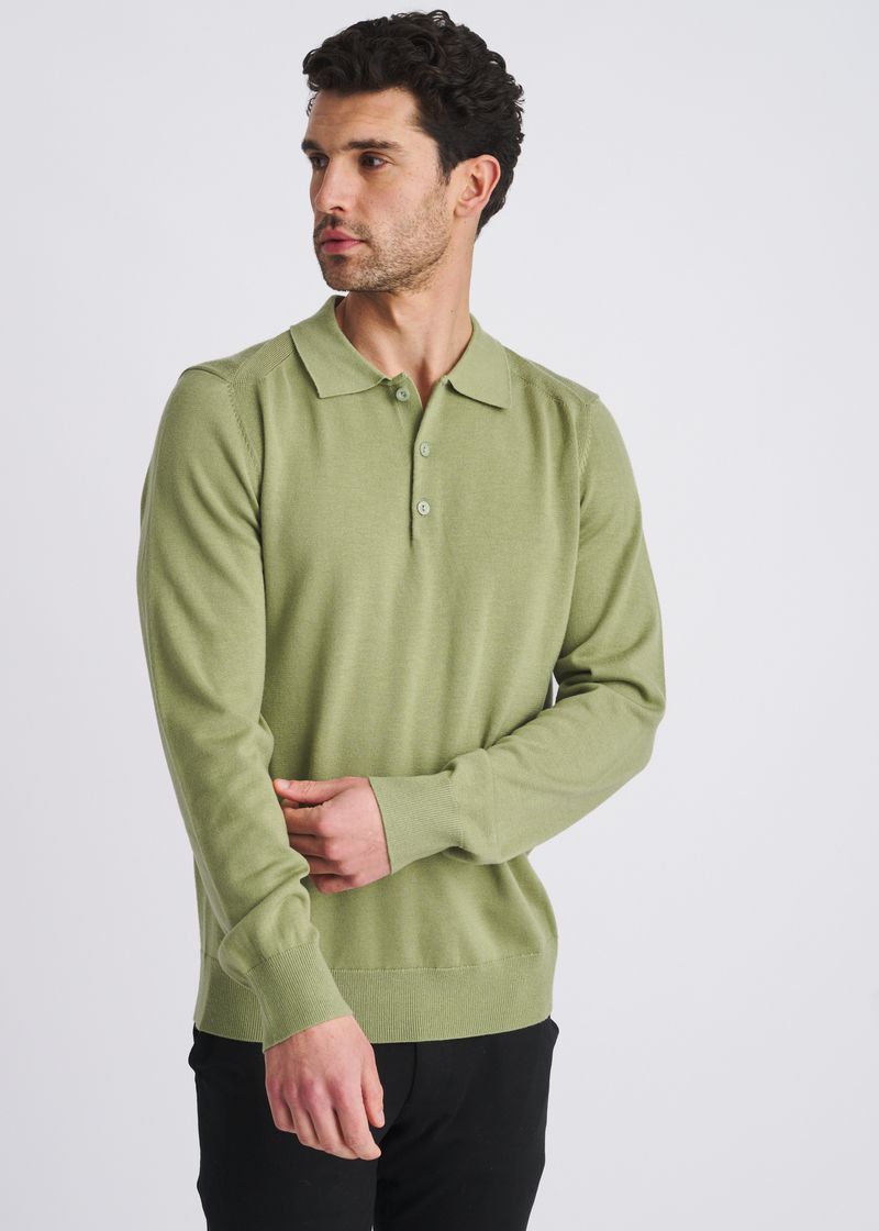 CACTUS 3-BUTTON POLO WOOL BLEND KNIT SWEATER PM-16419
