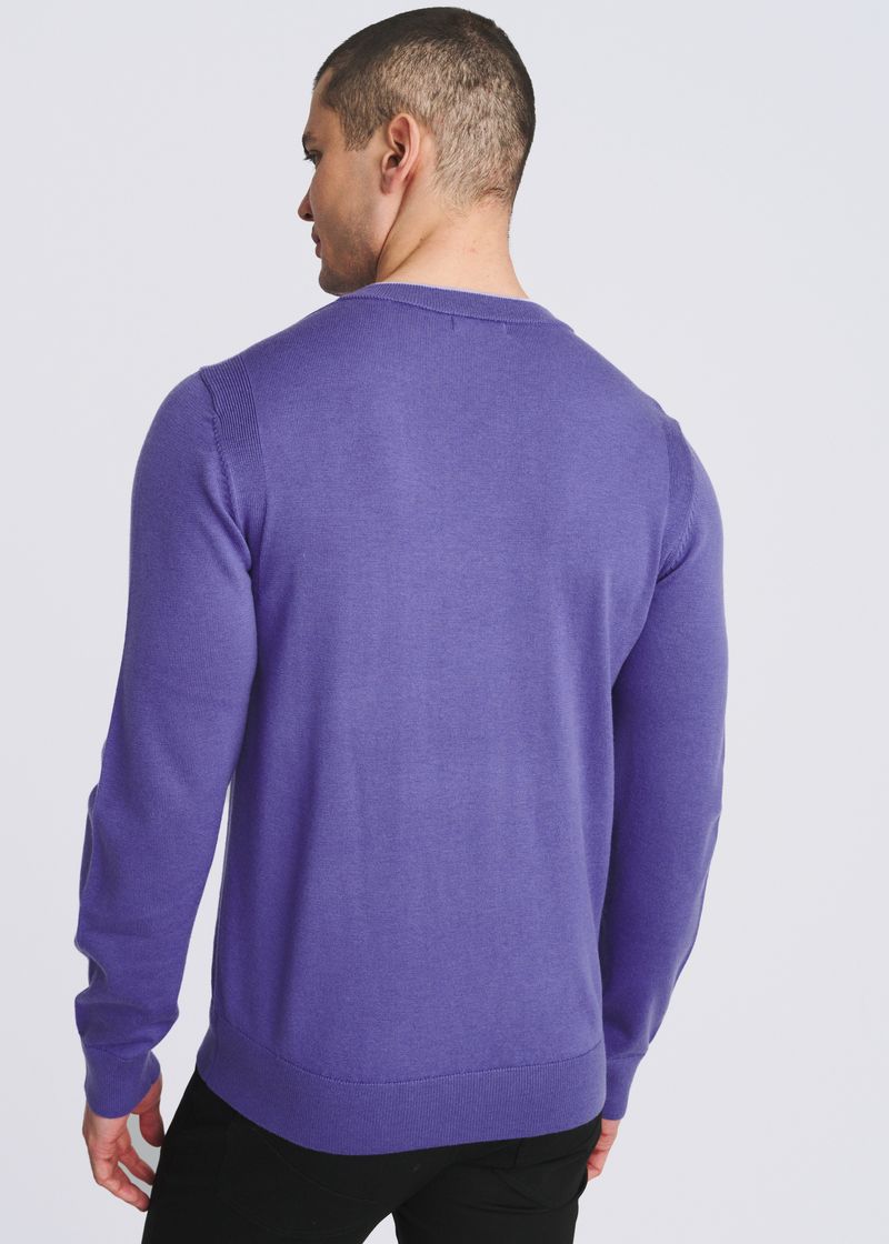 PURPLE/ORCHID CONTRAST V-NECK WOOL BLEND KNIT SWEATER PM-16418