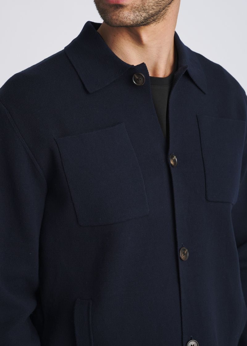 NAVY KNIT OVERSHIRT JACKET PM-16414