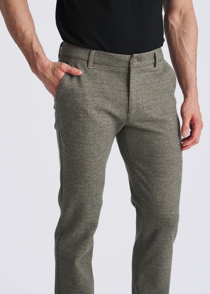 WALNUT CHECKS WOOL-LOOK STRETCH KNIT TAILORED PANTS PM-3303-73