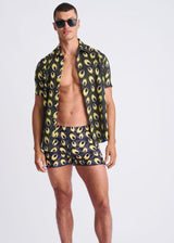 ARMY/AMBER DISCS PRINTED SEERSUCKER SWIM SHORTS W/MESH LINING PM-6018-52