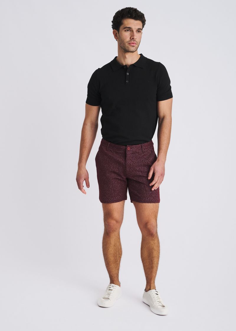 BEET HERRINGBONE JACQUARD 6" INSEAM STRETCH KNIT CHINO SHORTS PM-2549