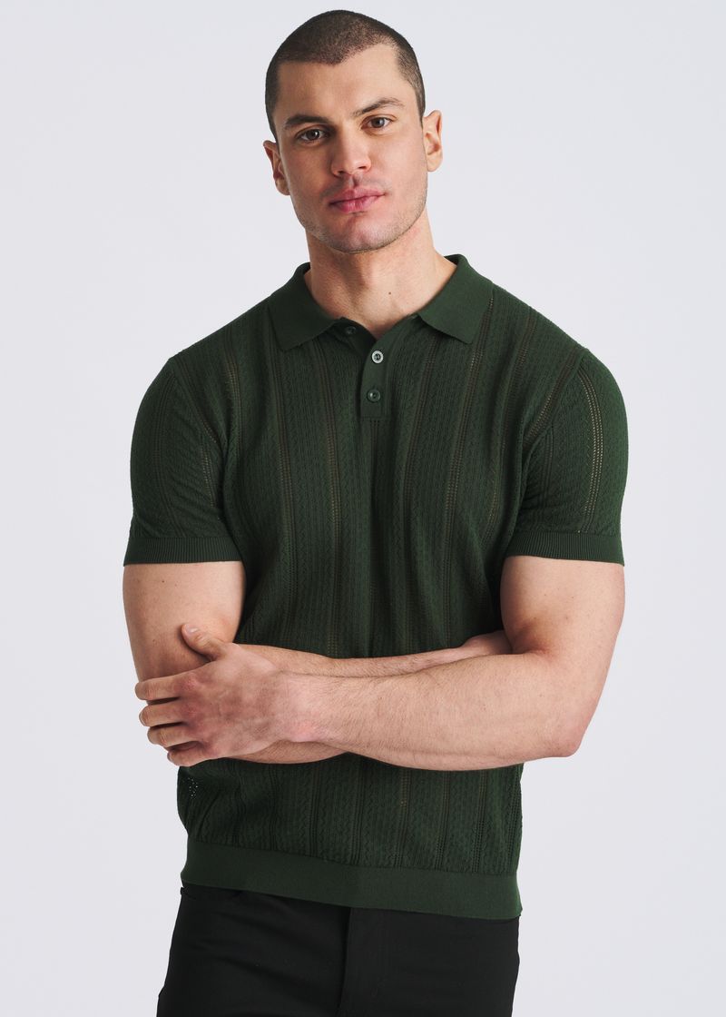 PASTURE POINTELLE COTTON 3-BUTTON KNIT POLO PM-16334