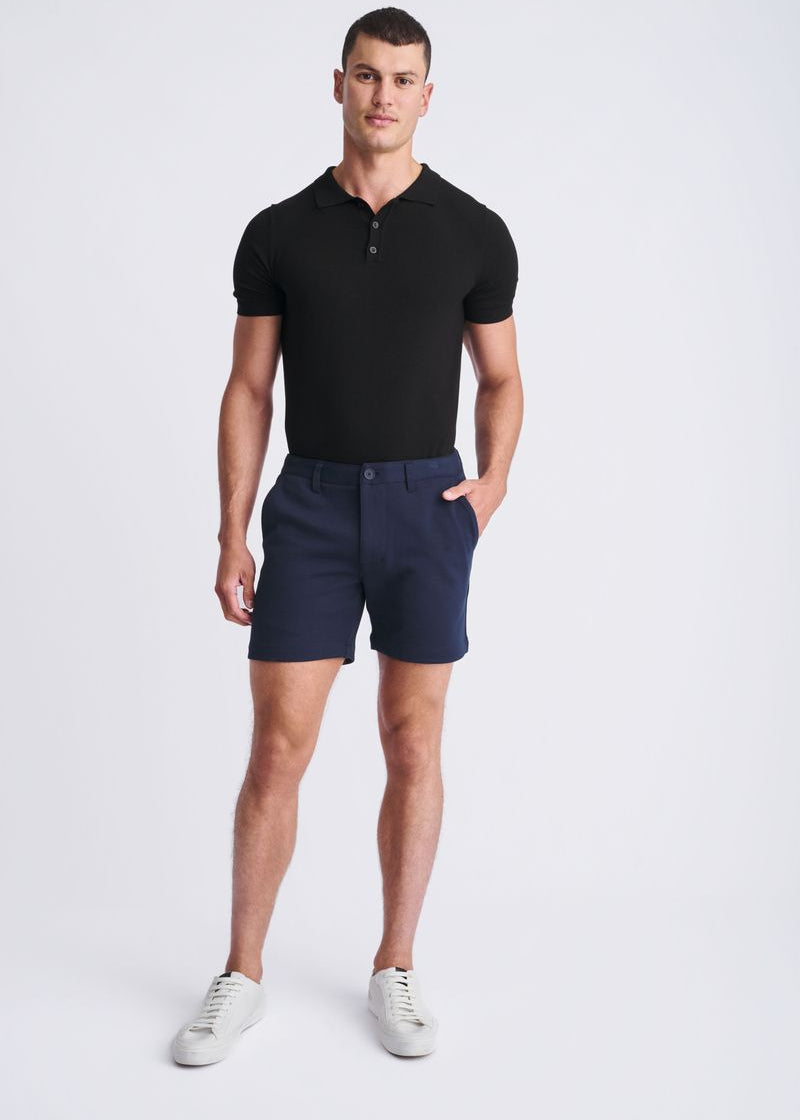 NAVY 6" INSEAM TEXTURED STRETCH KNIT CHINO SHORTS PM-2542