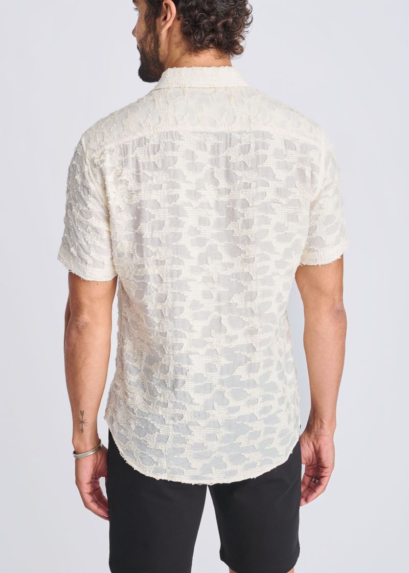 CREAM LIGHTWEIGHT JACQUARD SHORT SLEEVE SHIRT PM-51002